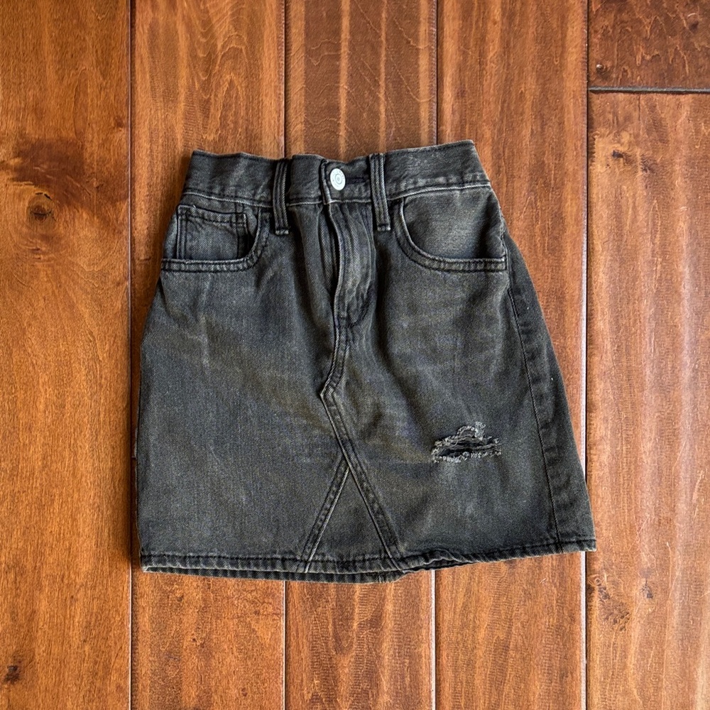 Girls Black Denim Skirt